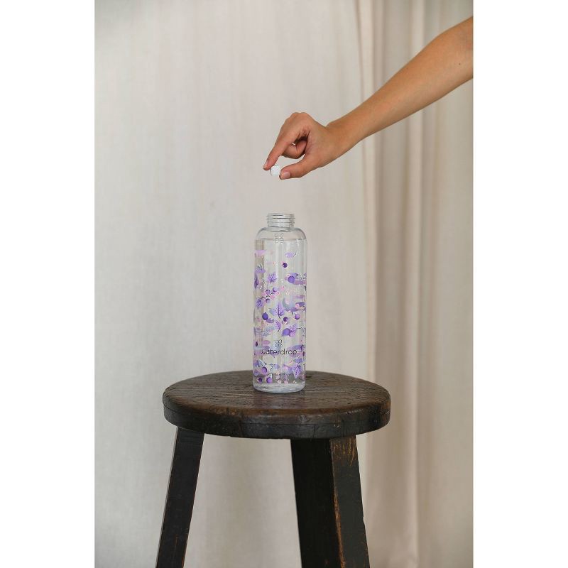 slide 3 of 3, Waterdrop Microdrinks 20oz Purple Floral Water Bottle, 20 oz