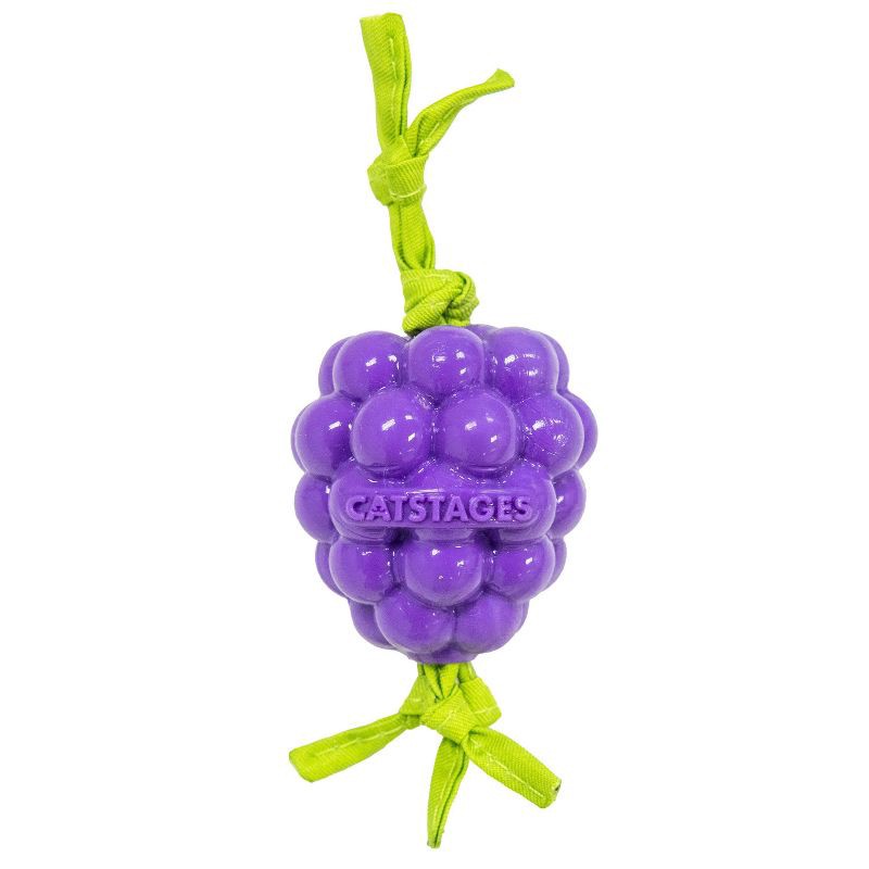 slide 1 of 6, Catstages Bouncing Grape Teether Cat Food Shaped Toy, 1 ct