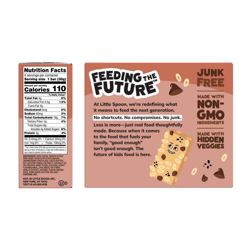 slide 2 of 7, Little Spoon Chocolate Chip Oat Bakes Kids' Snack Bars - 5.3oz/5ct, 5.3 oz, 5 ct