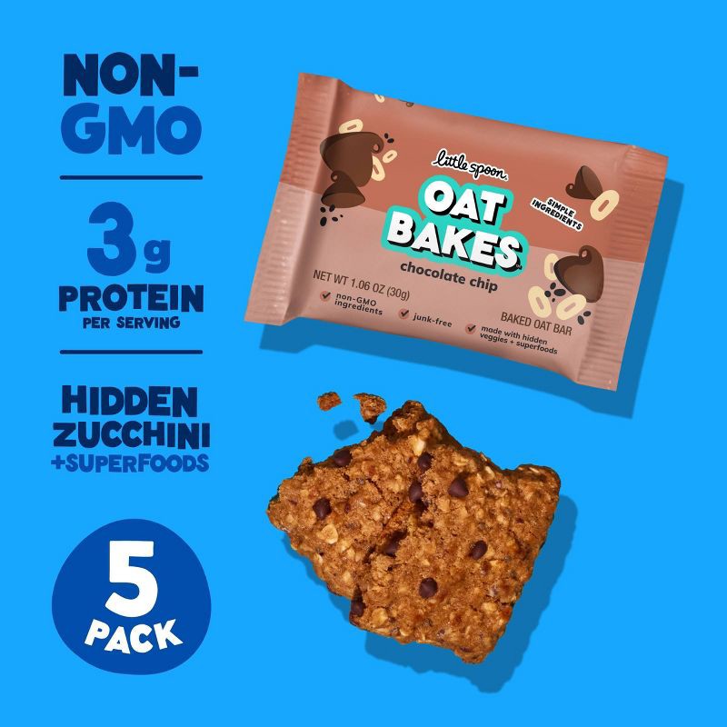 slide 3 of 7, Little Spoon Chocolate Chip Oat Bakes Kids' Snack Bars - 5.3oz/5ct, 5.3 oz, 5 ct
