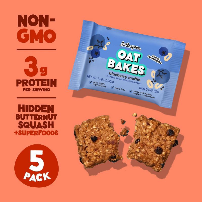 slide 3 of 7, Little Spoon Blueberry Muffin Baked Oat Baked Bar Kids' Snacks - 5.3oz/5ct, 5.3 oz, 5 ct