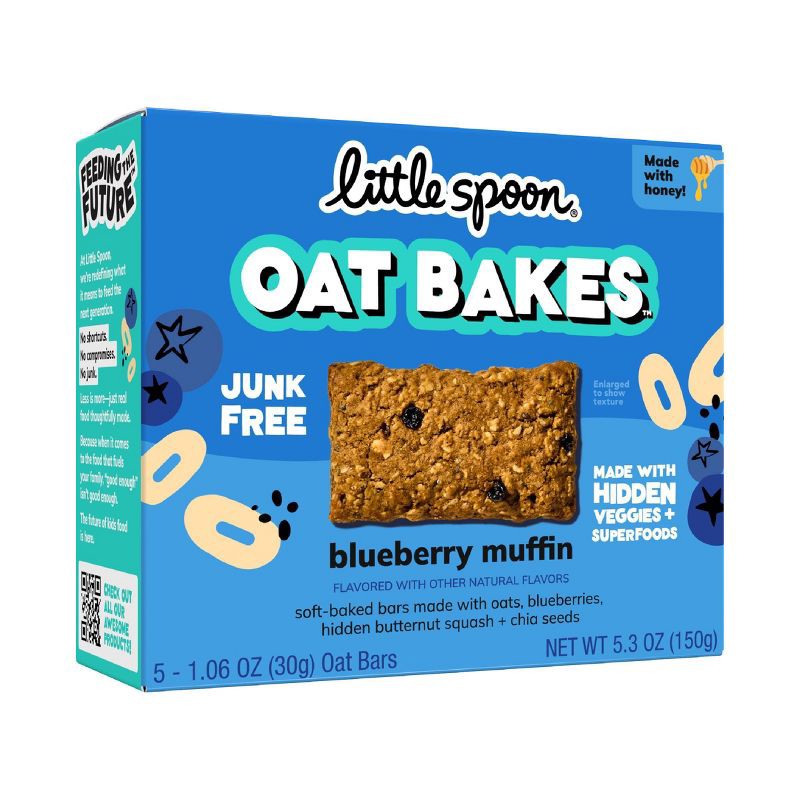 slide 1 of 6, Little Spoon Blueberry Muffin Baked Oat Baked Bar Kids' Snacks - 5.3oz/5ct, 5.3 oz; 5 ct