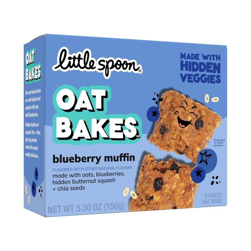 slide 1 of 7, Little Spoon Blueberry Muffin Baked Oat Baked Bar Kids' Snacks - 5.3oz/5ct, 5.3 oz, 5 ct