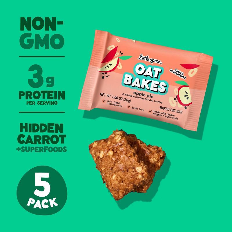 slide 3 of 7, Little Spoon Apple Pie Baked Oat Baked Bar Kids' Snacks - 5.3oz/5ct, 5.3 oz, 5 ct