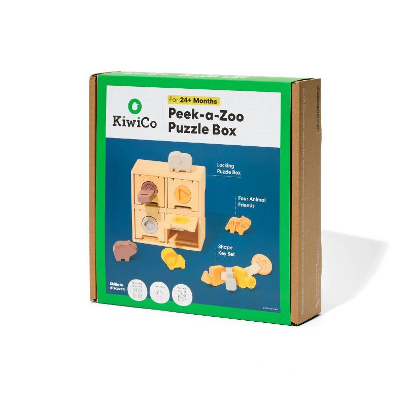 slide 10 of 10, KiwiCo Activity Play Center 24m+ - Peek-a-Zoo Puzzle Box 10pc, 10 ct