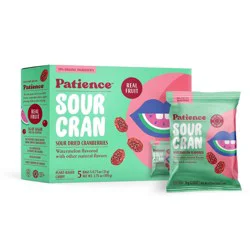 Patience Fruit & Co SourCran Watermelon Flavored Sour Dried Cranberries - 3.75oz/5ct