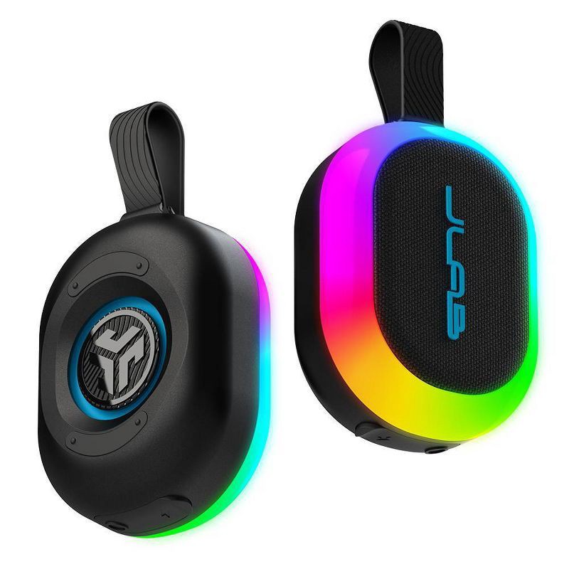 slide 4 of 6, JLab Pop Party Portable Speaker - Black: Bluetooth, Dual Pairing, LED Light, Waterproof, 1 ct