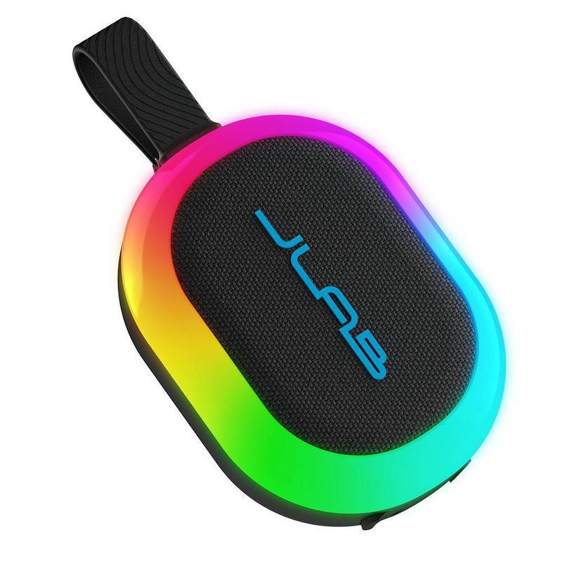 slide 6 of 6, JLab Pop Party Portable Speaker - Black: Bluetooth, Dual Pairing, LED Light, Waterproof, 1 ct
