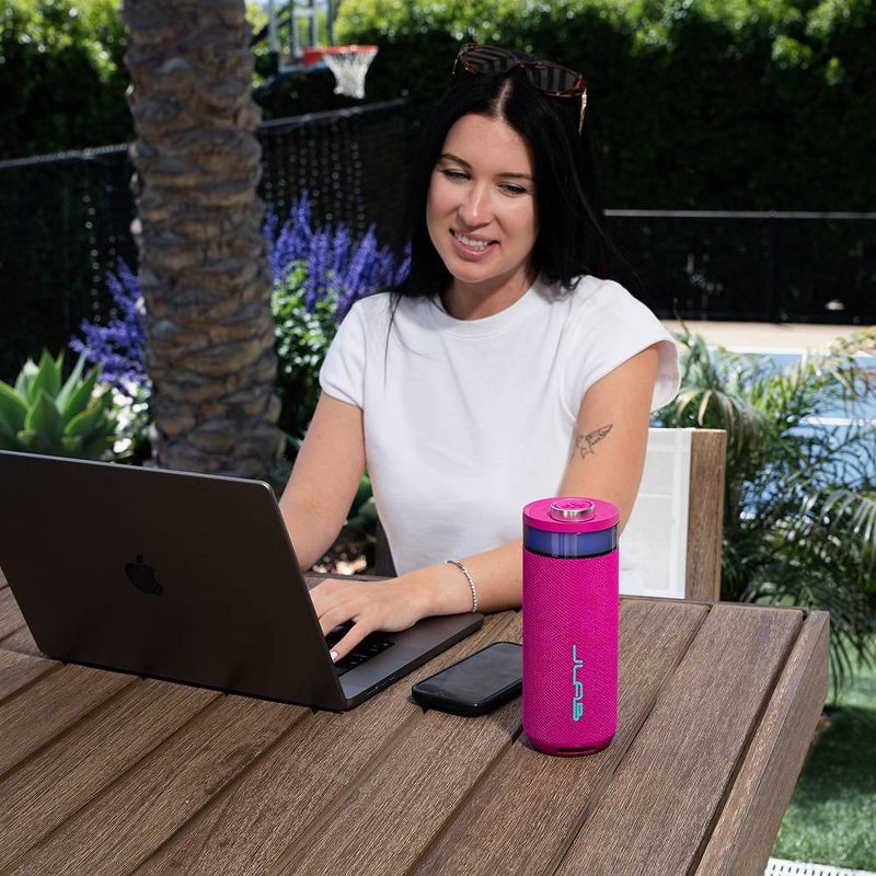 slide 6 of 8, JLab Go Party Portable Speaker - Pink: Bluetooth, Waterproof, LED Light, USB-C Charging, 1 ct