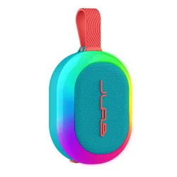 JLab Pop Party Portable Speaker - Cyan: Bluetooth, Dual Pairing, Waterproof, LED Light, USB-C Rechargeable, IP55 Rating
