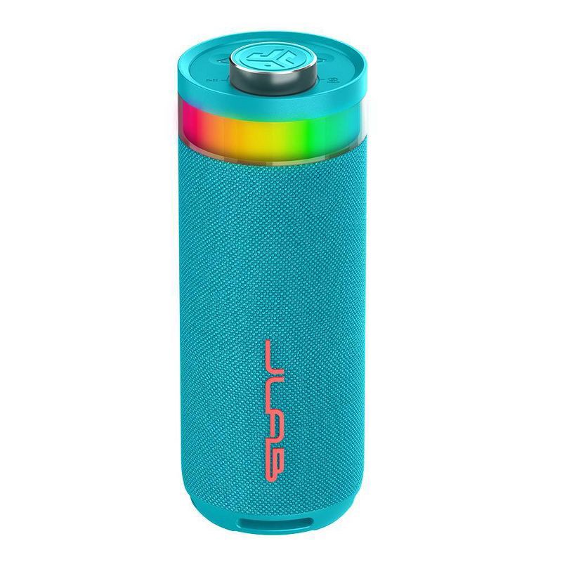 slide 2 of 8, JLab Go Party Portable Speaker - Cyan: Bluetooth, Dual Pairing, Waterproof, USB-C Charging, 1 ct