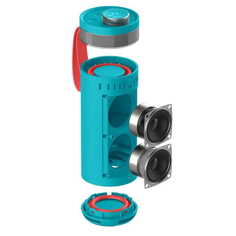 slide 3 of 8, JLab Go Party Portable Speaker - Cyan: Bluetooth, Dual Pairing, Waterproof, USB-C Charging, 1 ct
