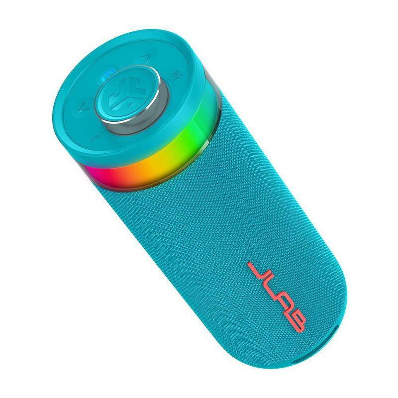 slide 4 of 8, JLab Go Party Portable Speaker - Cyan: Bluetooth, Dual Pairing, Waterproof, USB-C Charging, 1 ct