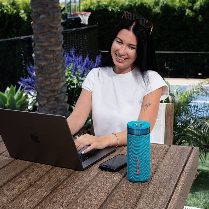 slide 6 of 8, JLab Go Party Portable Speaker - Cyan: Bluetooth, Dual Pairing, Waterproof, USB-C Charging, 1 ct