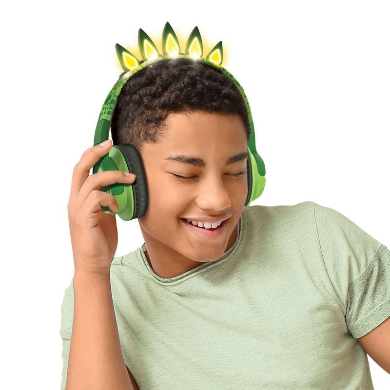 slide 3 of 4, ART+SOUND ART + SOUND LED Light Up Wireless Headphones - Dinosaur: Over-Ear, Built-In Mic, Foldable, 1 ct
