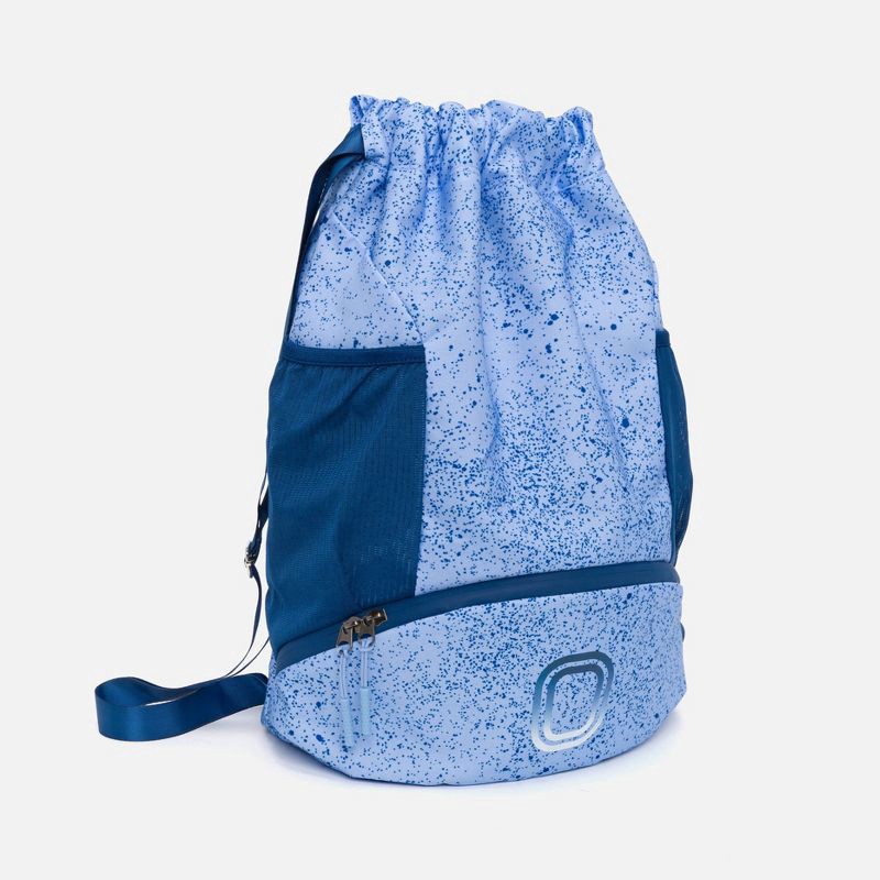 slide 2 of 9, Overtime Elite Cinch Sports Drawstring Bag with Shoe Compartment - Noise Ice Blue, 1 ct