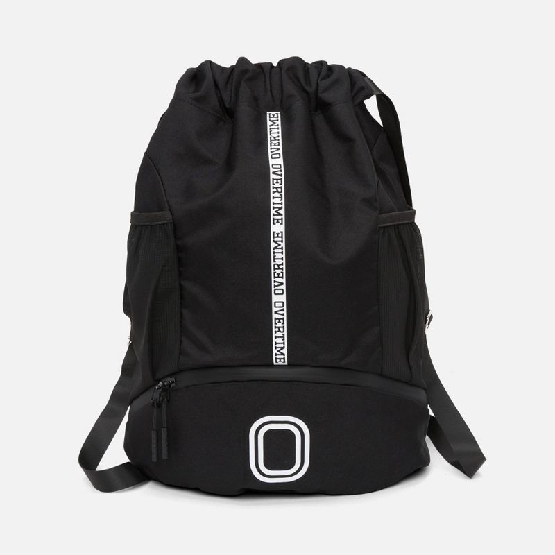 slide 1 of 8, Overtime Elite Cinch Sports Drawstring Bag with Shoe Compartment - Stacked O's Outline, 1 ct
