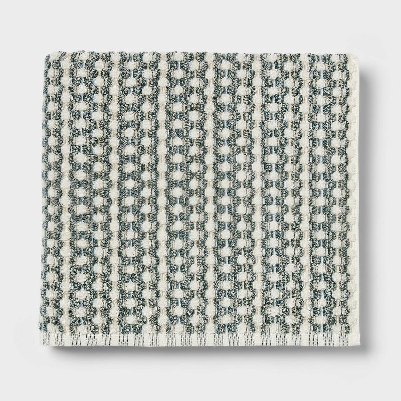 slide 5 of 7, 4pc Value Bathroom Towel Bundle Set (2 Bath + 2 Hand) Green Pattern - Threshold™, 4 ct