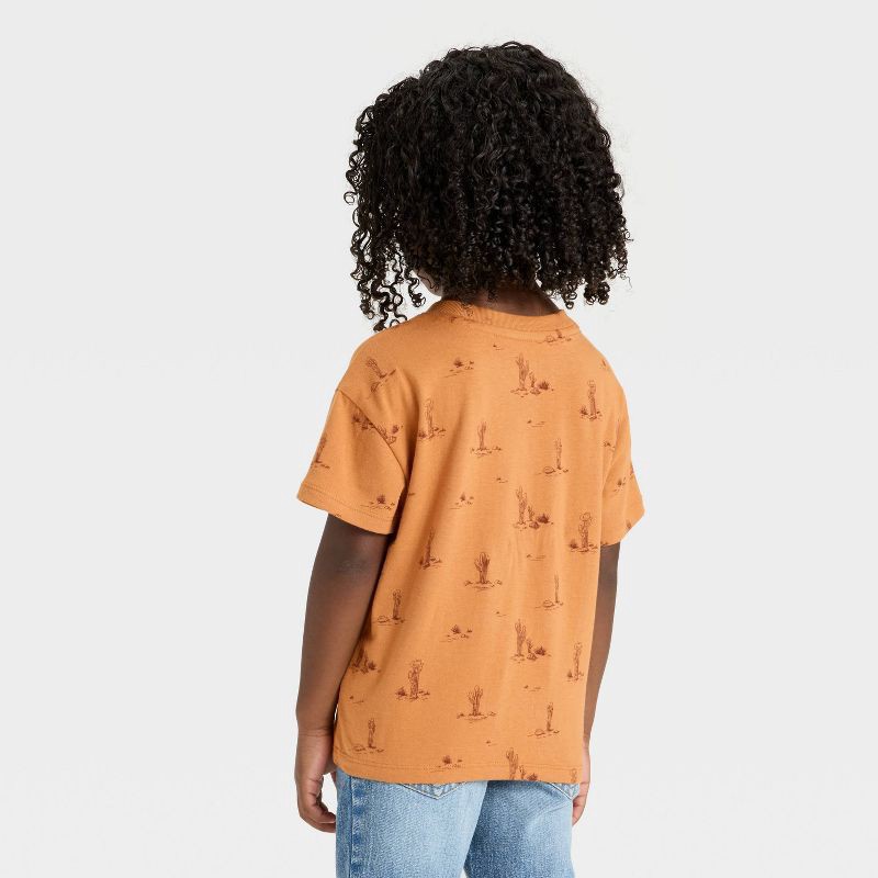 slide 3 of 3, Toddler Boys' Short Sleeve Western Cactus T-Shirt - Cat & Jack™ Brown 5T, 1 ct
