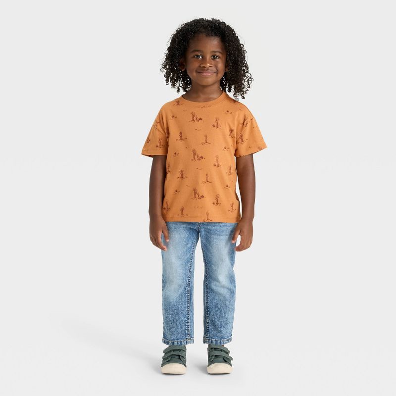 slide 2 of 3, Toddler Boys' Short Sleeve Western Cactus T-Shirt - Cat & Jack™ Brown 5T, 1 ct