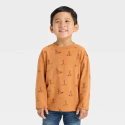 Toddler Boys' Long Sleeve Western Cactus T-Shirt - Cat & Jack™ Brown 5T