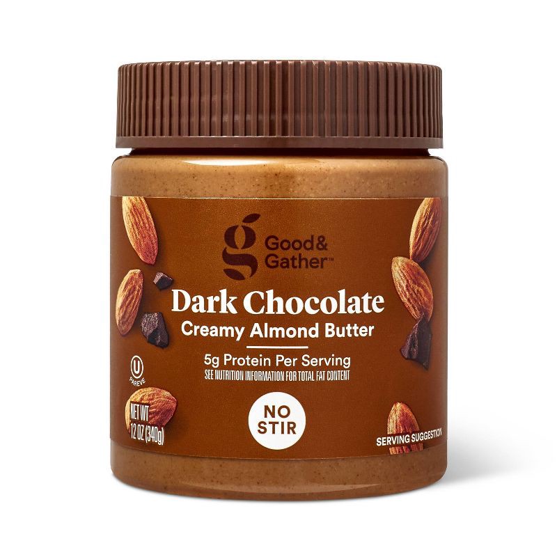 slide 1 of 5, No Stir Creamy Dark Chocolate Almond Butter - 12oz - Good & Gather™, 12 oz