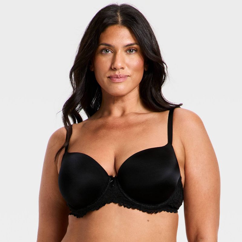 slide 4 of 5, Women's Lace Push-Up Demi Bra - Auden™ Black 40C, 1 ct