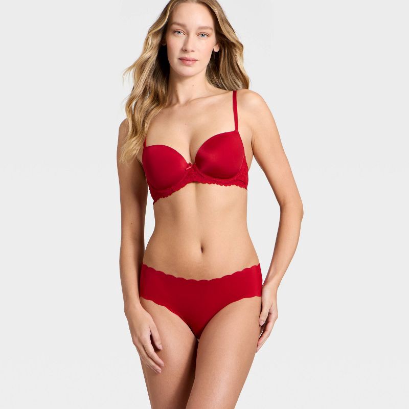 slide 3 of 5, Women's Lace Push-Up Demi Bra - Auden™ Red 32A, 1 ct