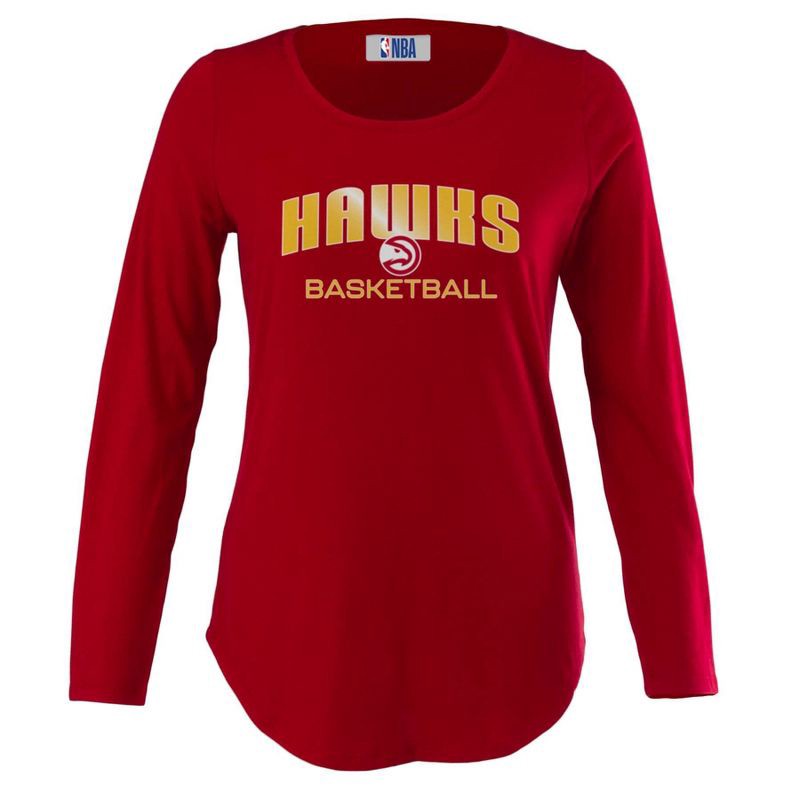 slide 1 of 4, NBA Atlanta Hawks Women's Long Sleeve Crew Neck Fashion T-Shirt - XL, 1 ct
