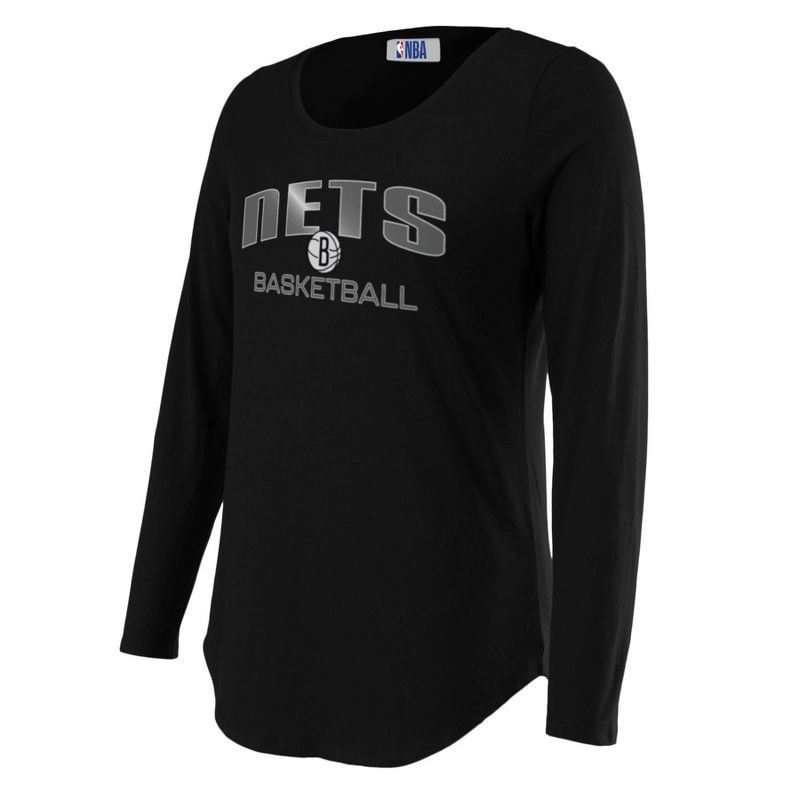 slide 3 of 4, NBA Brooklyn Nets Women's Long Sleeve Crew Neck Fashion T-Shirt - S, 1 ct