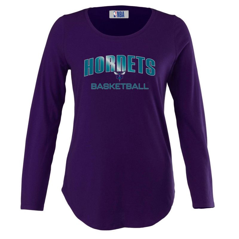 slide 1 of 4, NBA Charlotte Hornets Women's Long Sleeve Crew Neck Fashion T-Shirt - M, 1 ct