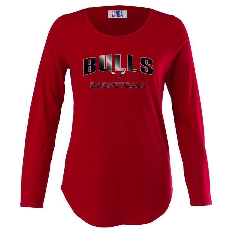 slide 1 of 4, NBA Chicago Bulls Women's Long Sleeve Crew Neck Fashion T-Shirt - S, 1 ct