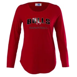 NBA Chicago Bulls Women's Long Sleeve Crew Neck Fashion T-Shirt - XL