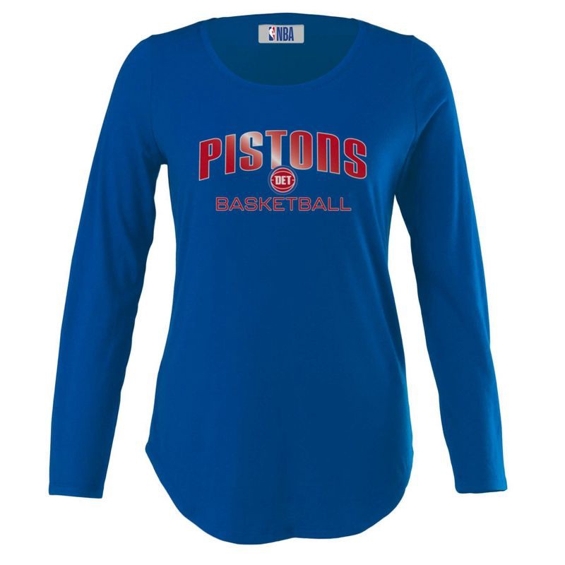 slide 1 of 4, NBA Detroit Pistons Women's Long Sleeve Crew Neck Fashion T-Shirt - M, 1 ct