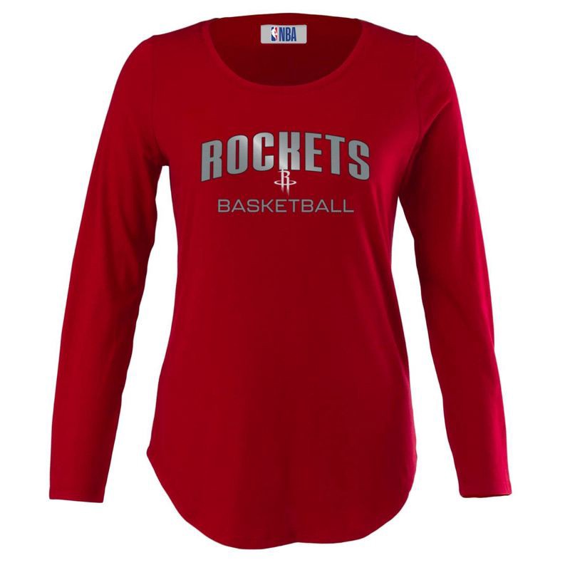 slide 1 of 4, NBA Houston Rockets Women's Long Sleeve Crew Neck Fashion T-Shirt - XL, 1 ct
