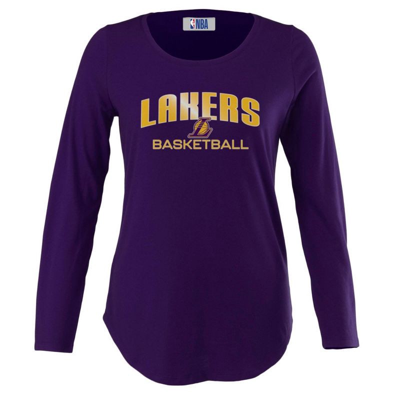 slide 1 of 4, NBA Los Angeles Lakers Women's Long Sleeve Crew Neck Fashion T-Shirt - L, 1 ct