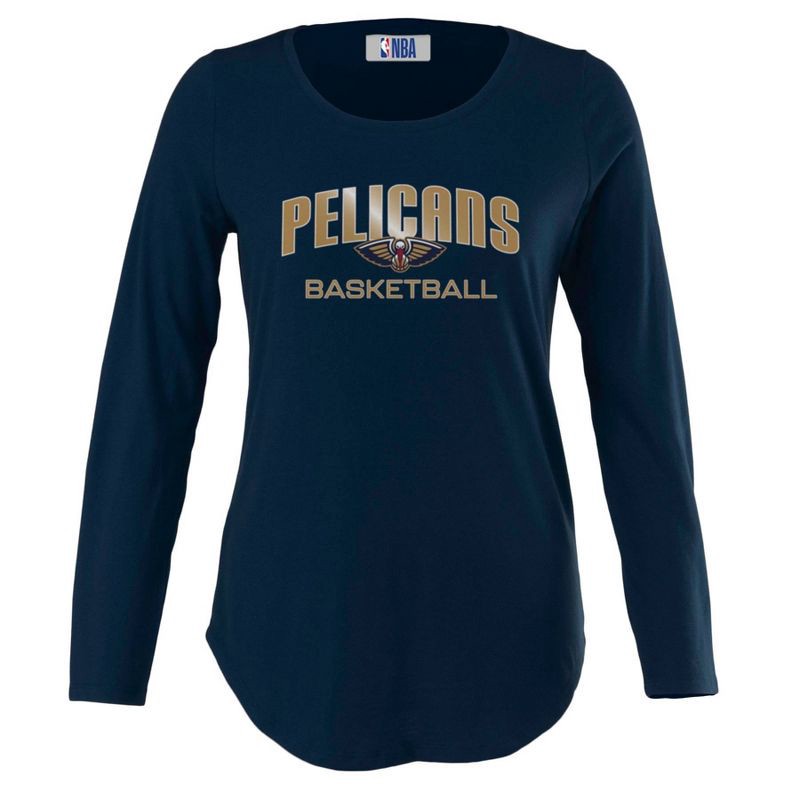 slide 1 of 4, NBA New Orleans Pelicans Women's Long Sleeve Crew Neck Fashion T-Shirt - M, 1 ct