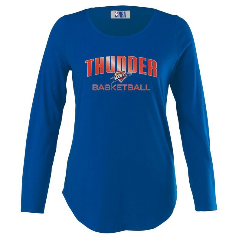 slide 1 of 4, NBA Oklahoma City Thunder Women's Long Sleeve Crew Neck Fashion T-Shirt - M, 1 ct