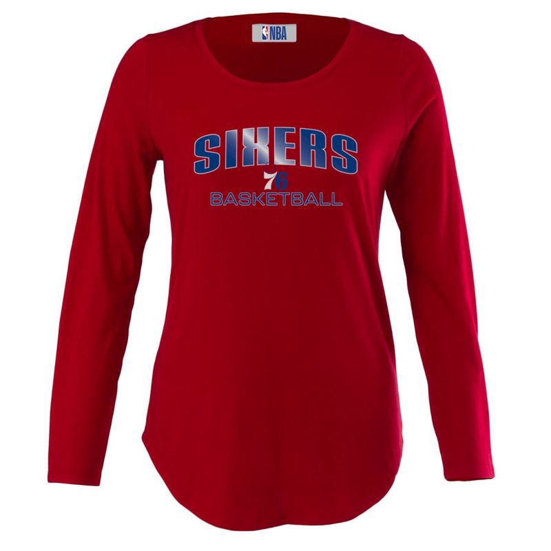 slide 1 of 4, NBA Philadelphia 76ers Women's Long Sleeve Crew Neck Fashion T-Shirt - M, 1 ct