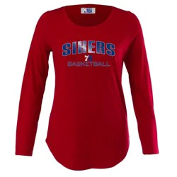 NBA Philadelphia 76ers Women's Long Sleeve Crew Neck Fashion T-Shirt - M