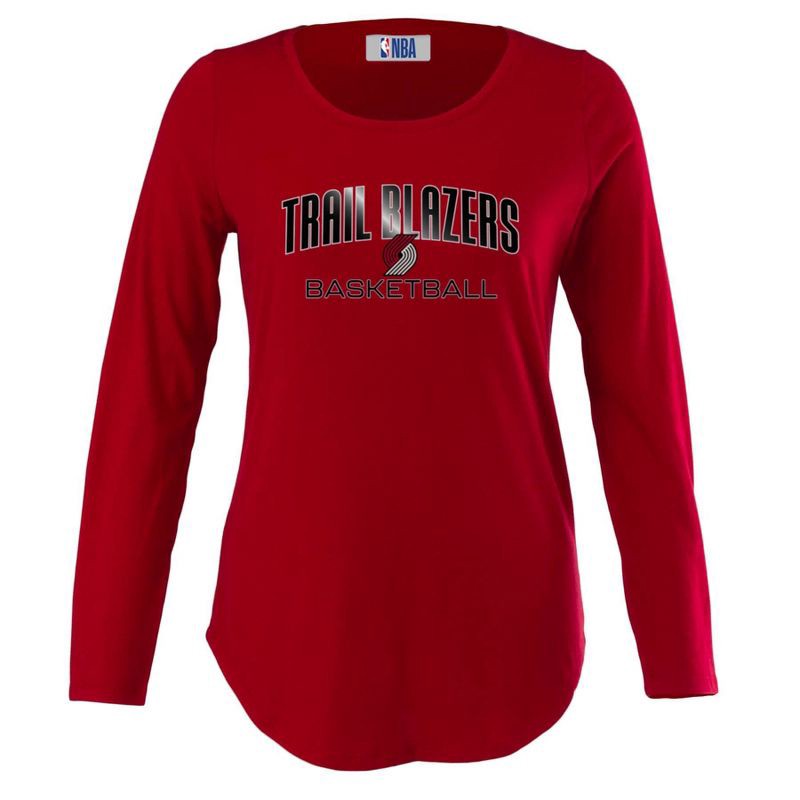 slide 1 of 4, NBA Portland Trail Blazers Women's Long Sleeve Crew Neck Fashion T-Shirt - S, 1 ct