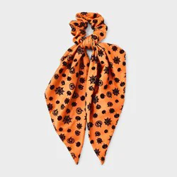 Halloween Pumpkin and Spider Web Hair Twister with Tails - Orange