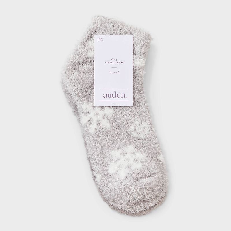 slide 2 of 3, Women's Snowflake Cozy Low Cut Socks - Auden™ Light Gray 4-10, 1 ct