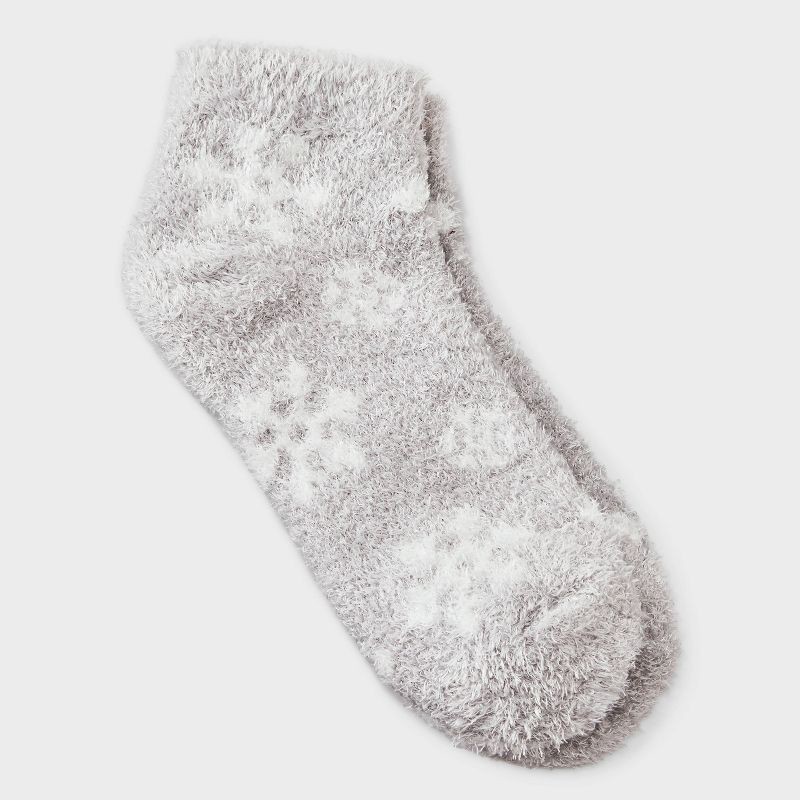 slide 1 of 3, Women's Snowflake Cozy Low Cut Socks - Auden™ Light Gray 4-10, 1 ct