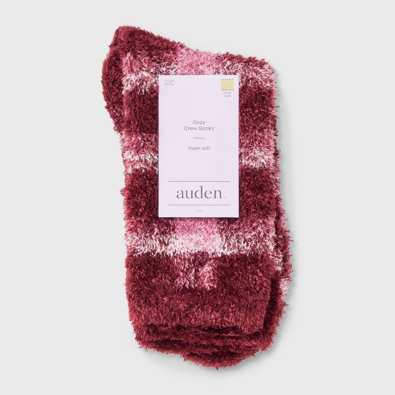 slide 2 of 3, Women's Plaid Cozy Crew Socks - Auden™ Berry/Pink/Ivory 4-10, 1 ct