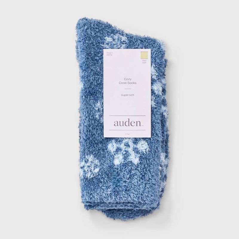 slide 2 of 3, Women's Snowflake Cozy Crew Socks - Auden™ Blue 4-10, 1 ct