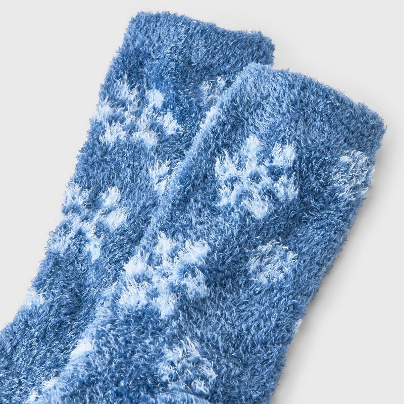 slide 3 of 3, Women's Snowflake Cozy Crew Socks - Auden™ Blue 4-10, 1 ct