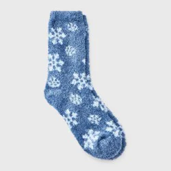 Women's Snowflake Cozy Crew Socks - Auden™ Blue 4-10