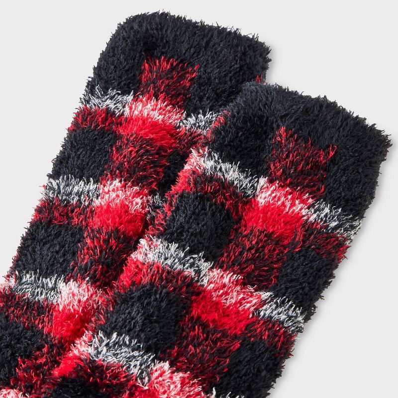 slide 3 of 3, Women's Plaid Cozy Crew Socks - Auden™ Red/Black/Ivory 4-10, 1 ct