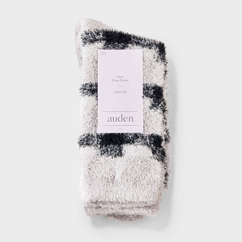 slide 2 of 3, Women's Plaid Cozy Crew Socks - Auden™ Gray/Black/Ivory 4-10, 1 ct
